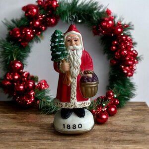 Vtg Holiday Memories Collectible Santa Ornament 1880 Edition Hand-Painted w/ Box